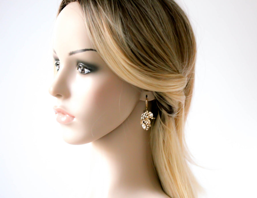 White opal silver earrings for brides - EMERY - Treasures by Agnes
