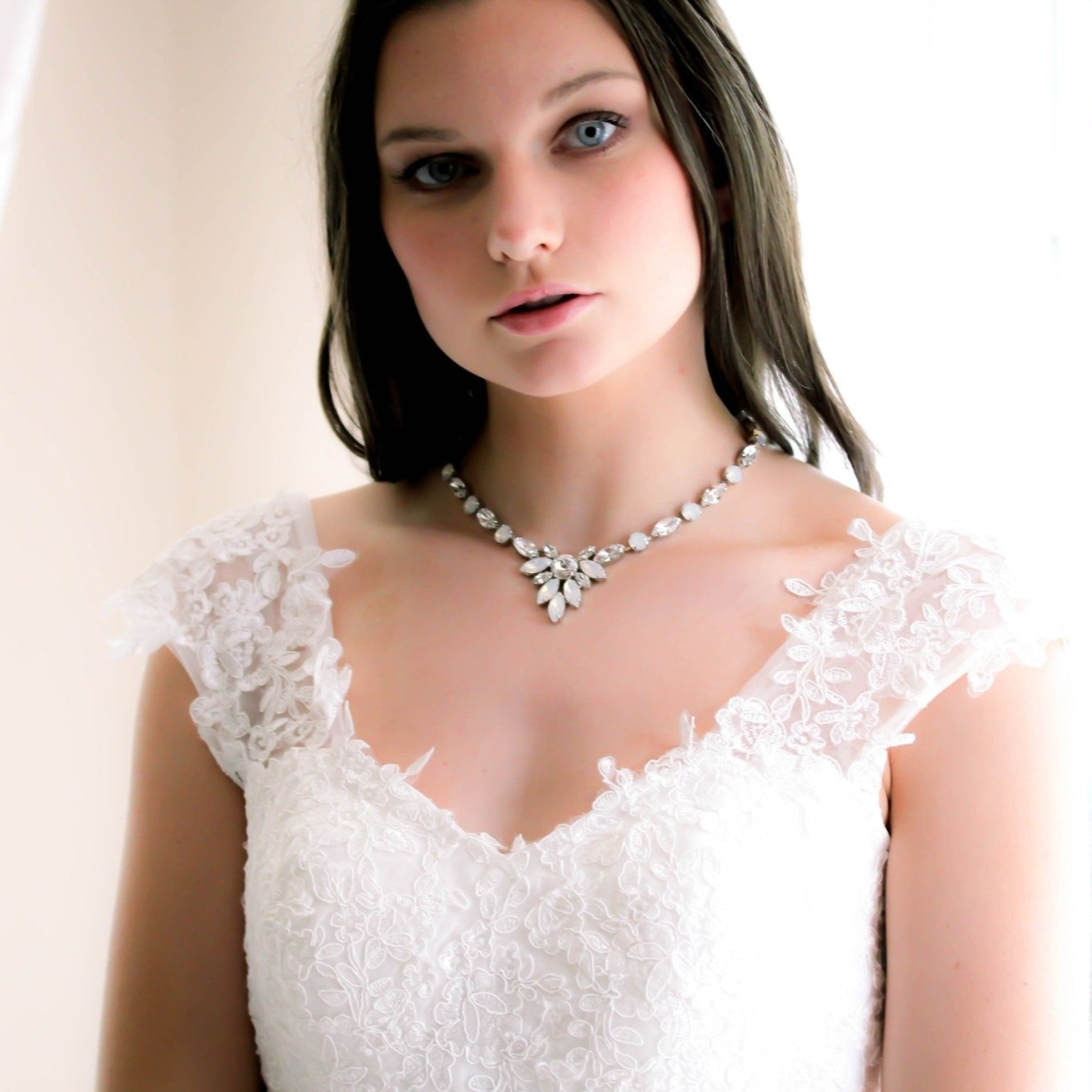 White opal statement bridal necklace - JOELLE - Treasures by Agnes