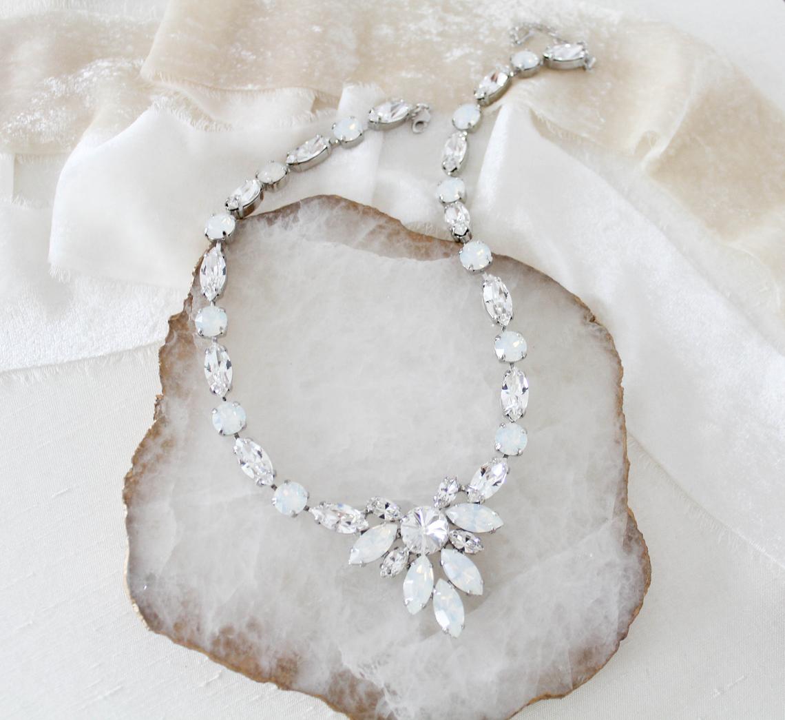 White opal statement bridal necklace - JOELLE - Treasures by Agnes