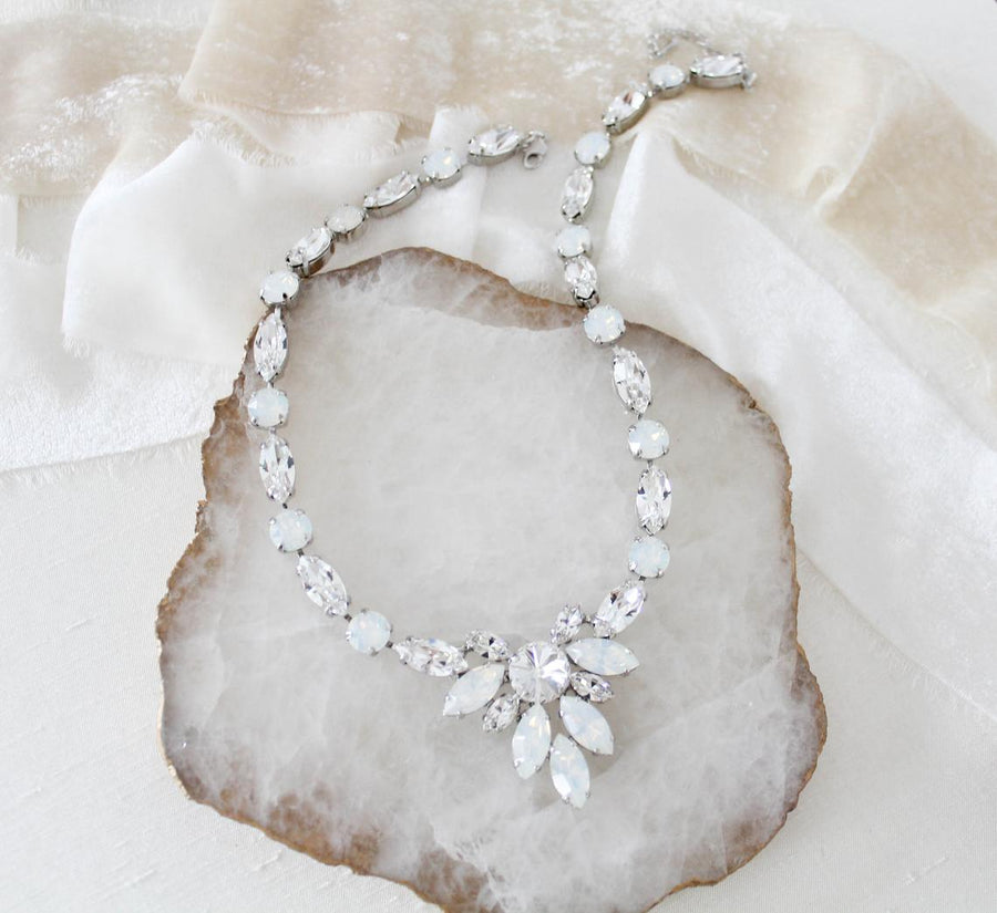 White opal statement bridal necklace - JOELLE - Treasures by Agnes