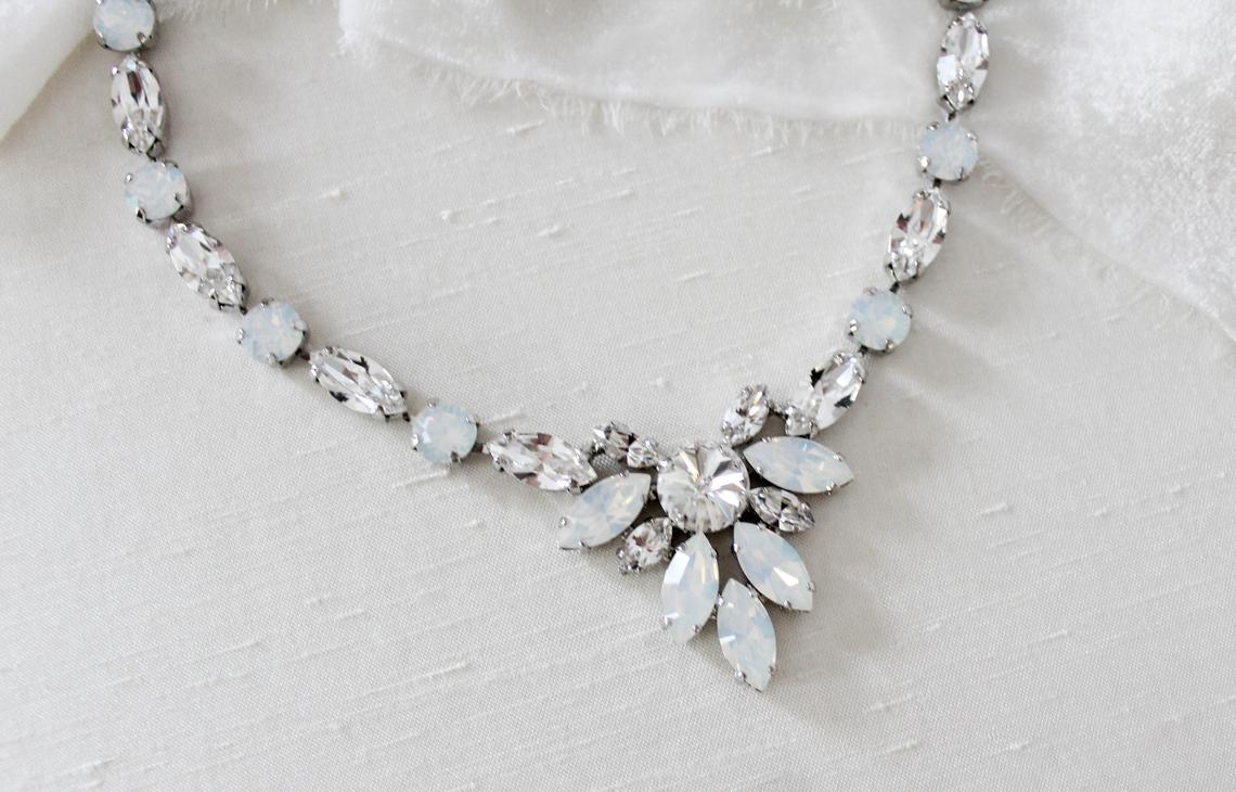 White opal statement bridal necklace - JOELLE - Treasures by Agnes
