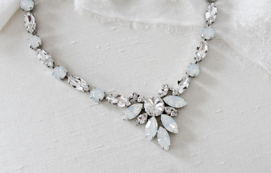 White opal statement bridal necklace - JOELLE - Treasures by Agnes