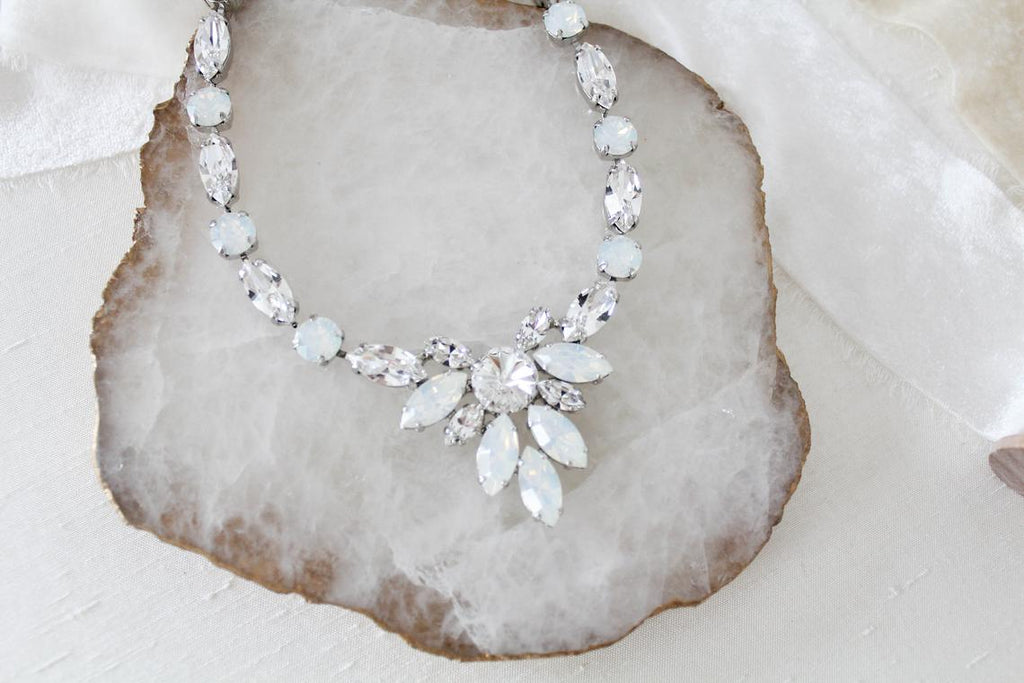 White opal statement bridal necklace - JOELLE - Treasures by Agnes