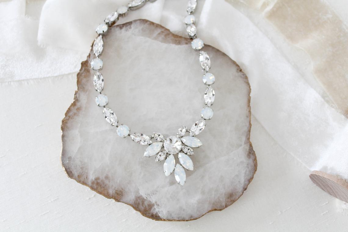 White opal statement bridal necklace - JOELLE - Treasures by Agnes