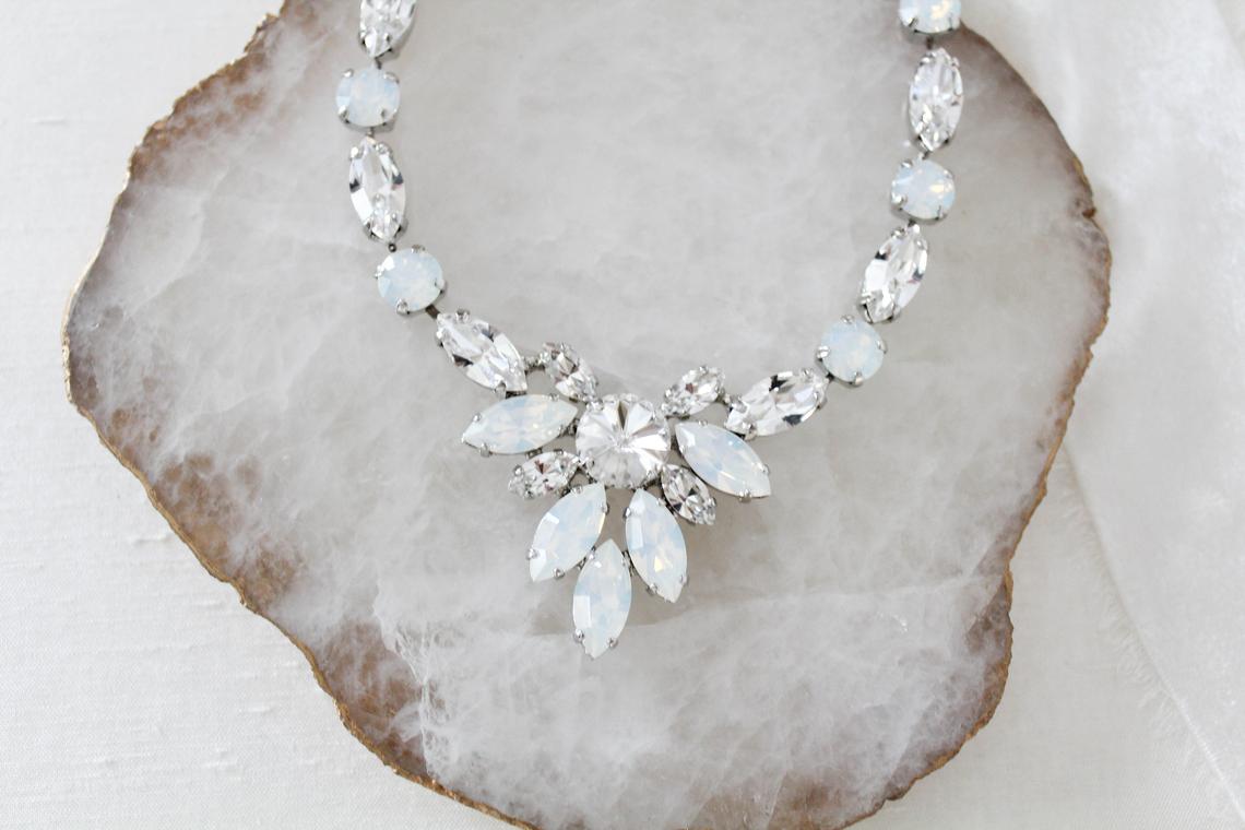 White opal statement bridal necklace - JOELLE - Treasures by Agnes