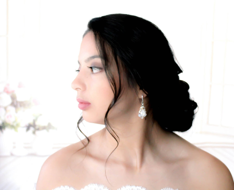 White opal Teardrop Bridal earrings - KARISSA - Treasures by Agnes